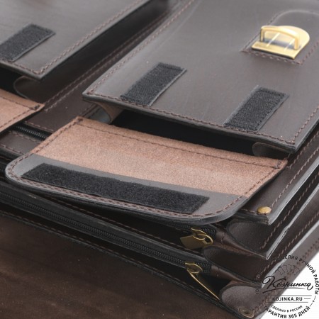 Мужской кожаный портфель "Престиж" (тёмно-коричневый)